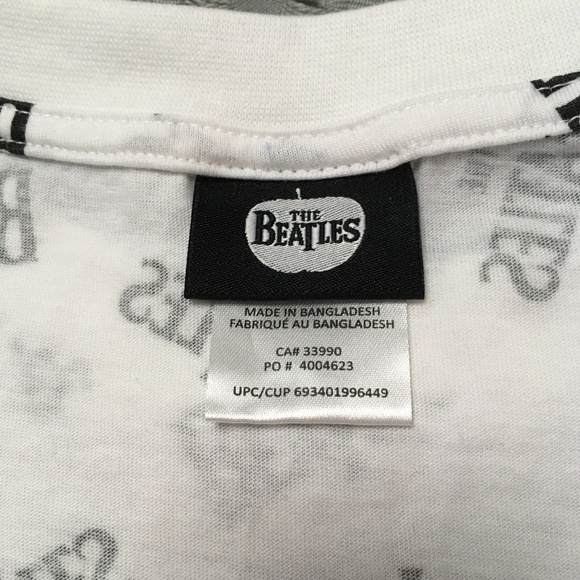 💐The Beatles Cropped Cotton Tee Sz S Spellout Toss White - Picture 3 of 4